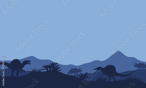 Silhouette in fields spinosaurus