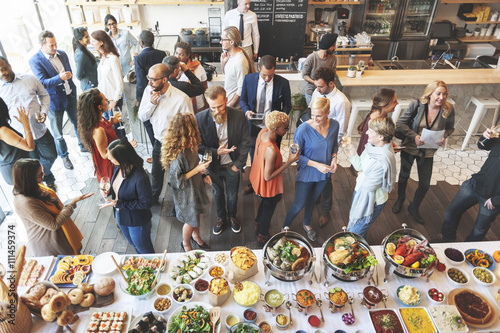 Canvas Print Business People Meeting Eating Discussion Cuisine Party Concept