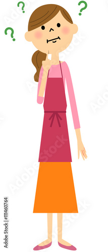 疑問をいだくエプロンの女性