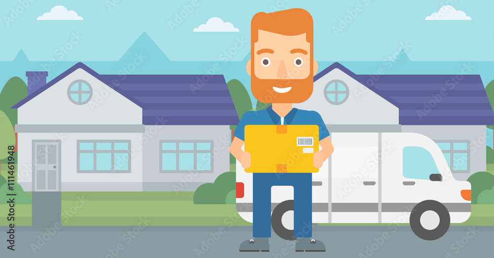 Man delivering box. Man delivering box.