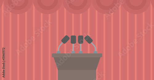 Background of tribune speech with microphones.