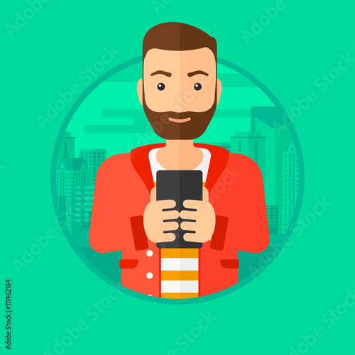 Man using smartphone.