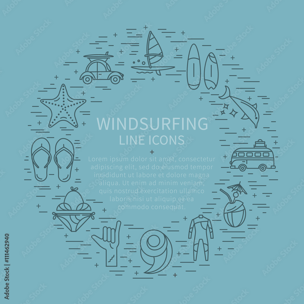 Circle vector icons windsurfing