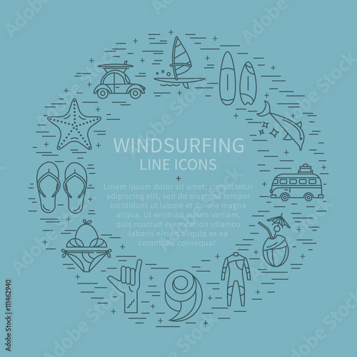Circle vector icons windsurfing