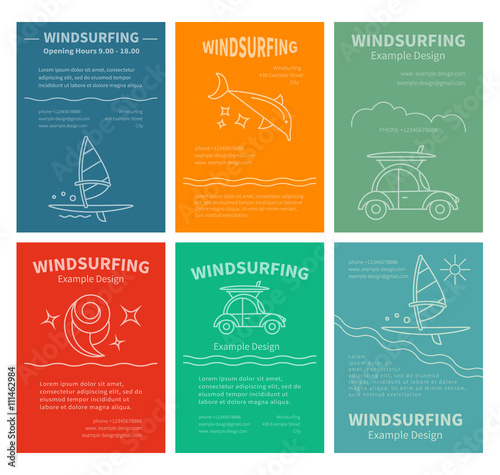 Set of patterns for design brochures Windsurfing