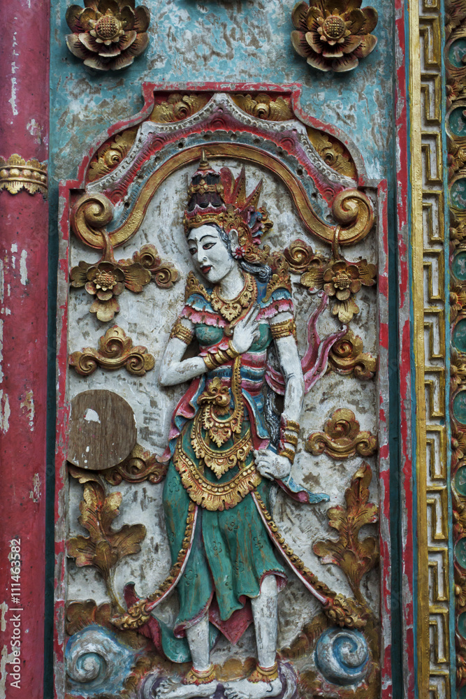 Beautiful decorated Balinese door at a house in Bali 