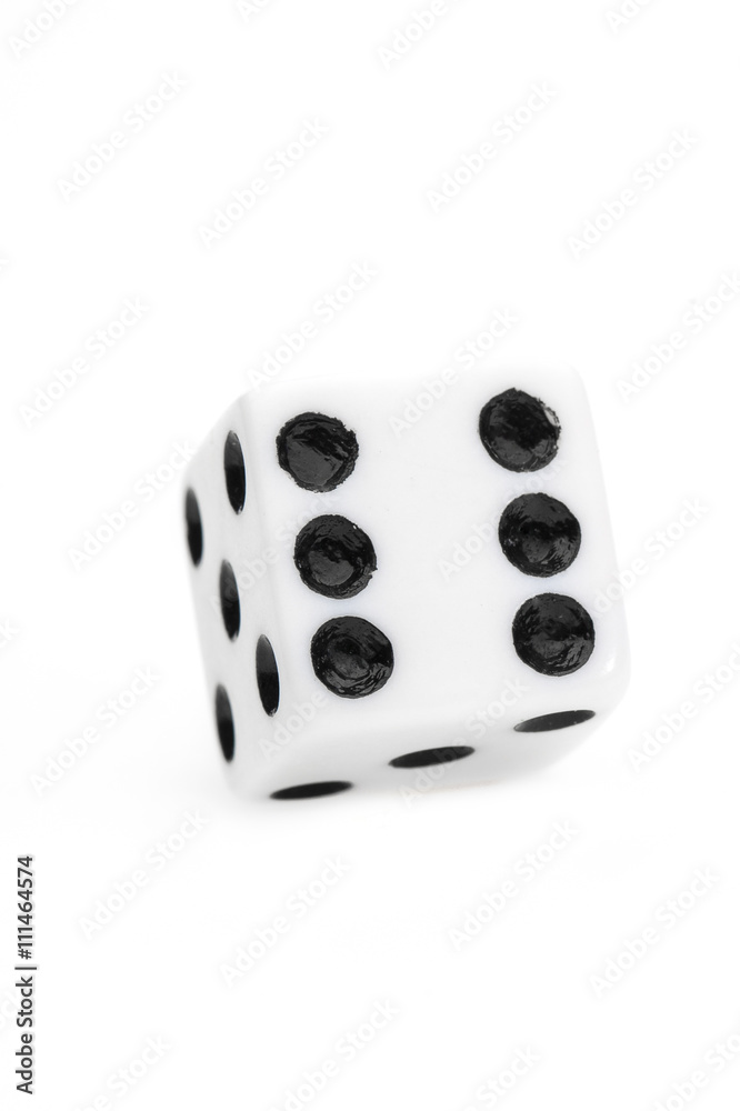 single dice isolated on white background