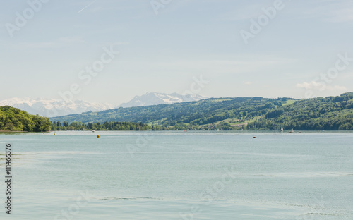 Meisterschwanden, Hallwilersee, See, Seeufer, Seerundfahrt, Schifffahrt, Alpen, Beinwil, Aesch, Mosen, Ausflugsschiffe, Wanderweg, Spazierweg, Aargau, Schweiz photo