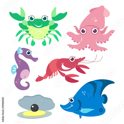 cartoon marine life  vector