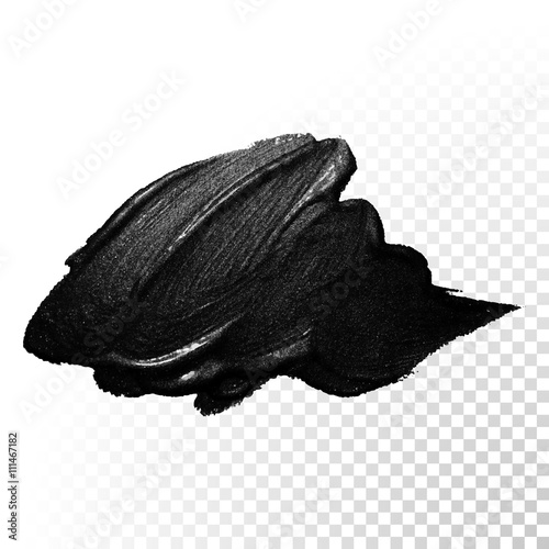 Ink black watercolor brush dab stroke. Vector oil paint gouache.