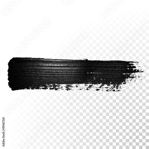 Black watercolor marker brush stroke. Vector oil paint gouache