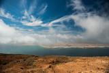 amazing view on neighboring isle and blue sky from Lanzarote, Canary isles, Spain