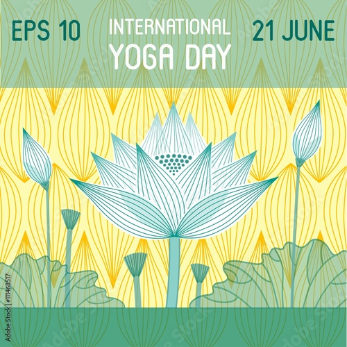 International Day of Yoga emblem design with lotus flowers