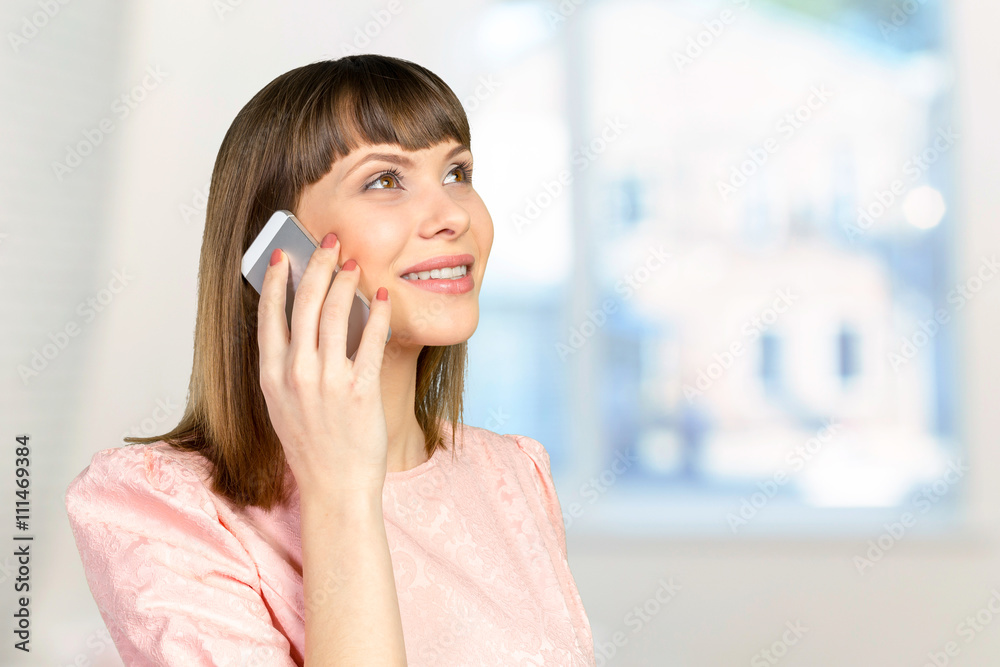 Happy businesswoman using smartphone Happy businesswoman using smartphone