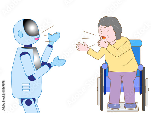 高齢者と会話する介護用ロボット