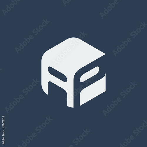 AP Logo.. Vector Graphic Business Branding Letter Element Illustration. Cube Negative Space Design. Dark Background