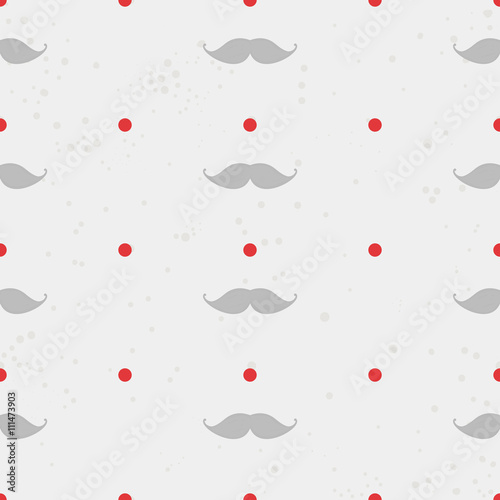 hand drawn hipster seamless pattern polka dot with mustache
