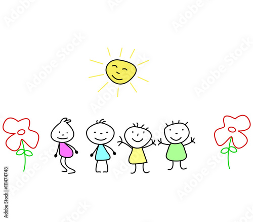 Kinder unter einer Sonne