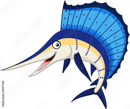 illustration of marlin fish cartoon
