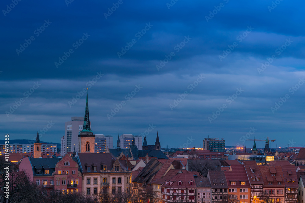 Blick über Erfurt am Abend, Thüringen