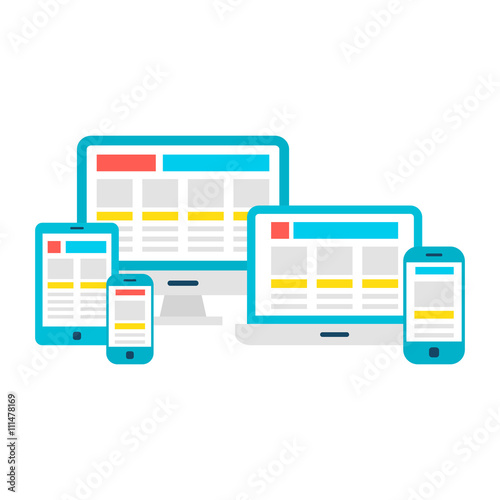 Responsive Design Flat Gadgets over White