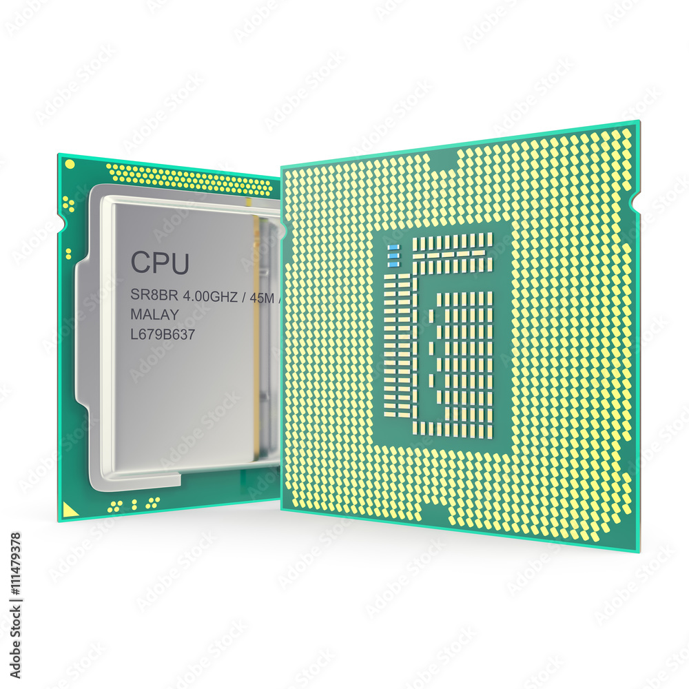 Modern multicore CPU isolated on white background. 3d illustration Modern multicore CPU isolated on white background. 3d illustration