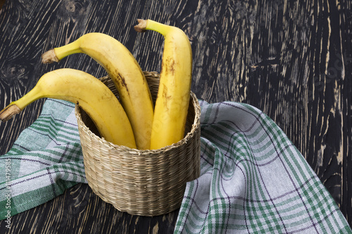 Bunch of bananas in the basket.