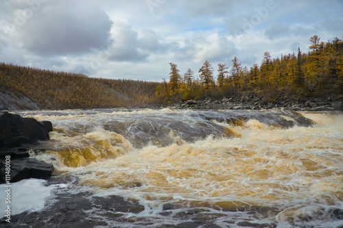 River Moiero and Siberian taiga in the autumn