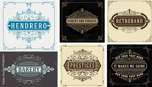 Vintage logo templates. Flourishes Elegant Design Elements. Vect