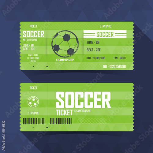 Soccer, Football Ticket, soccer sport. vector illustration