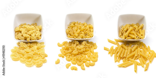 Noodles and pasta to choose from for cooking your favorite dishes, isolated on a white background