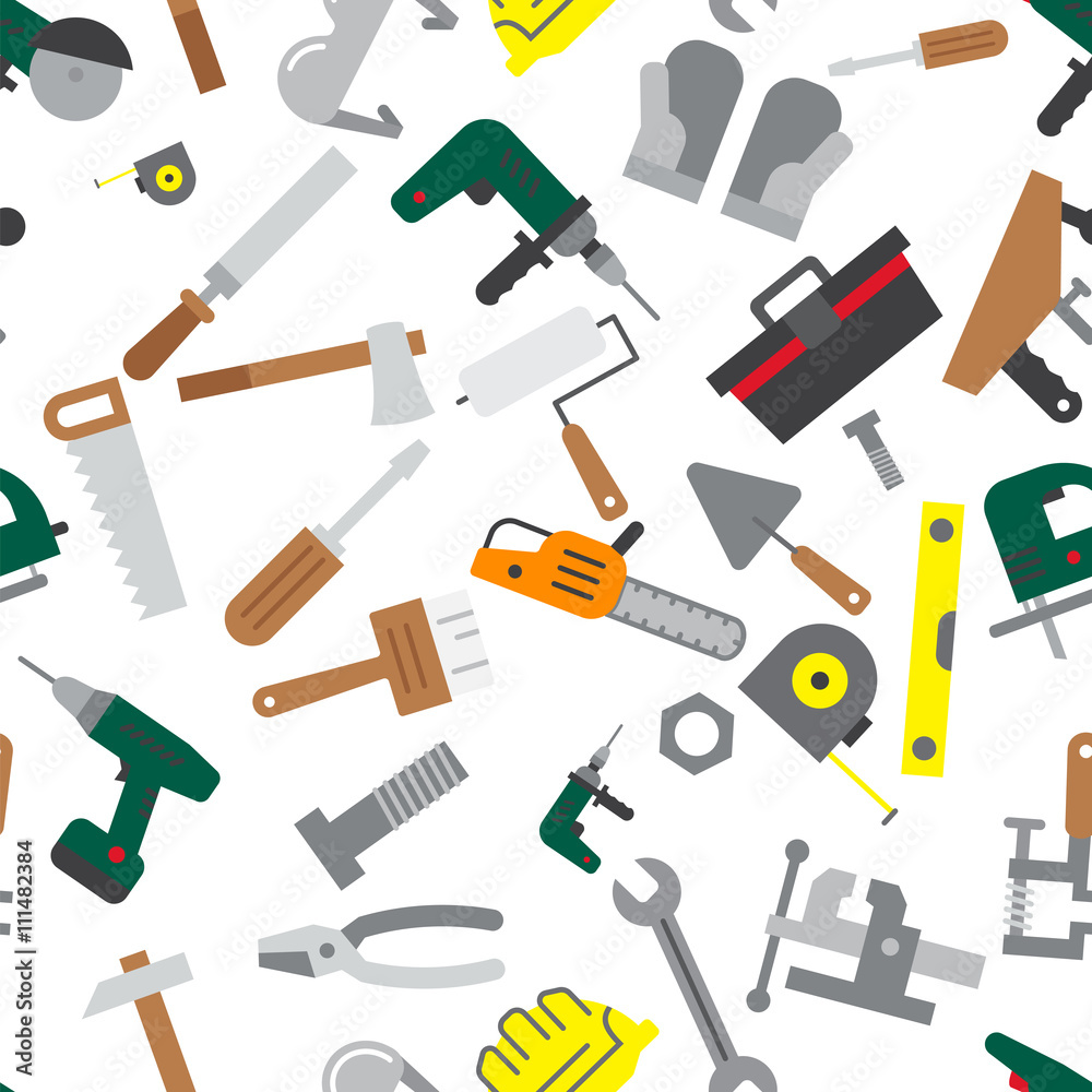 Obraz premium Seamless pattern of building tools.