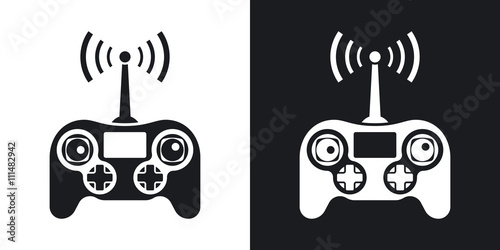 Drone remote control icon, stock vector. Two-tone version on bla