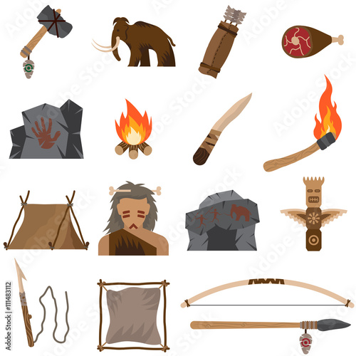 Set of prehistoric icons.