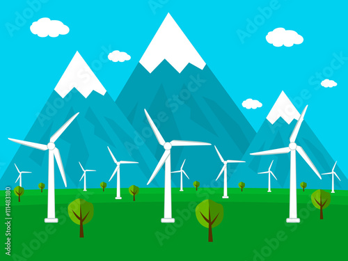 Group of windmills generating electricity.