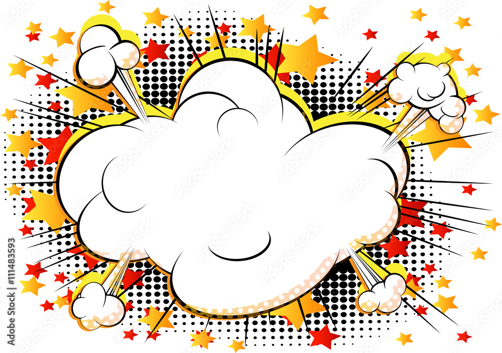 Fototapeta premium Vector comic book style cloud explosion with writing space