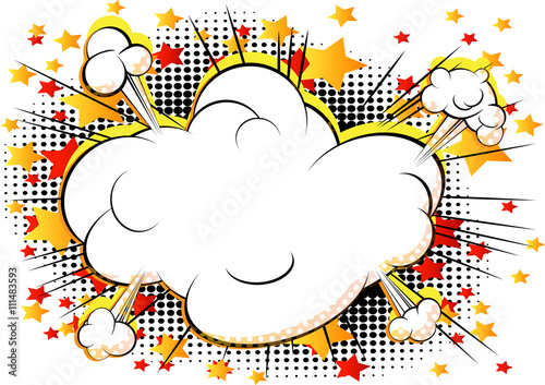 Fototapeta Vector comic book style cloud explosion with writing space