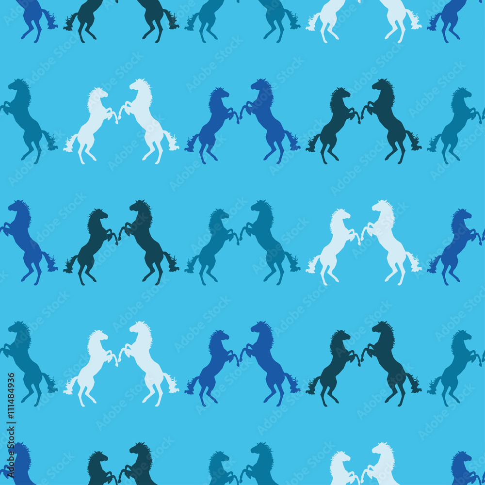 Seamless decorative vector background with horses. Print. Cloth design, wallpaper.