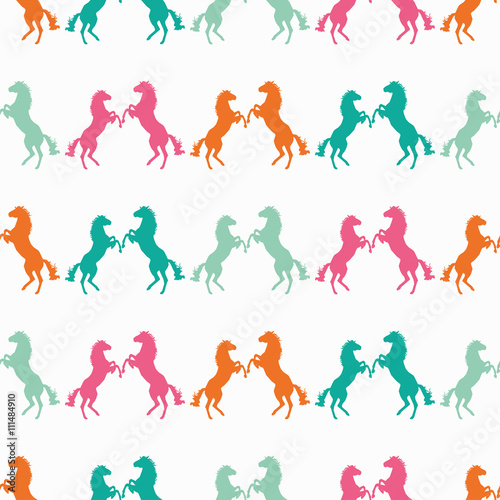 Seamless decorative vector background with horses. Print. Cloth design, wallpaper.