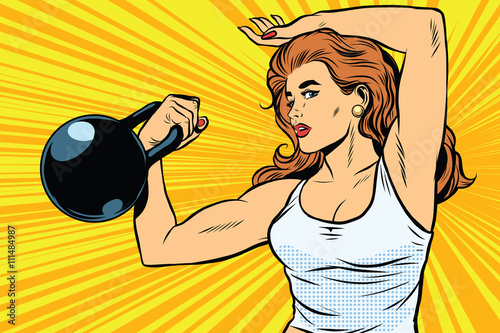 strong woman athlete with weights