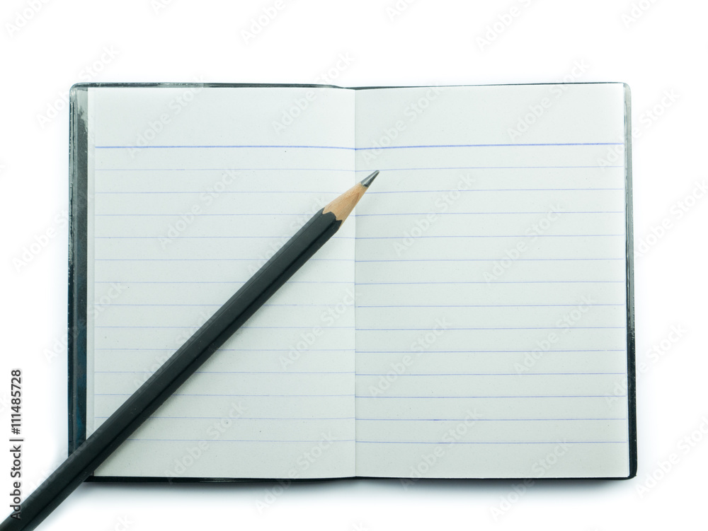 notebook and pencil on white background notebook and pencil on white background