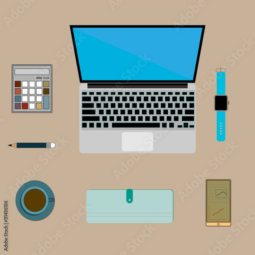 infographic flat lay : items for holiday essential.