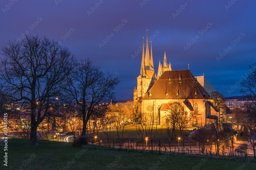 Blick vom Petersburg auf Dom in Erfurt, Thüringen