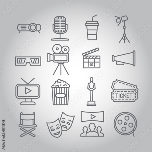 Movie icons, cinema emblems.
