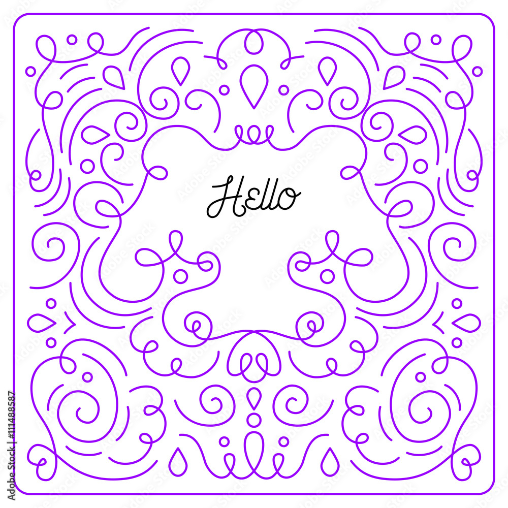 Linear frame in mono line trendy style. Invitation, greeting card, poster and so on Linear frame in mono line trendy style. Invitation, greeting card, poster and so on
