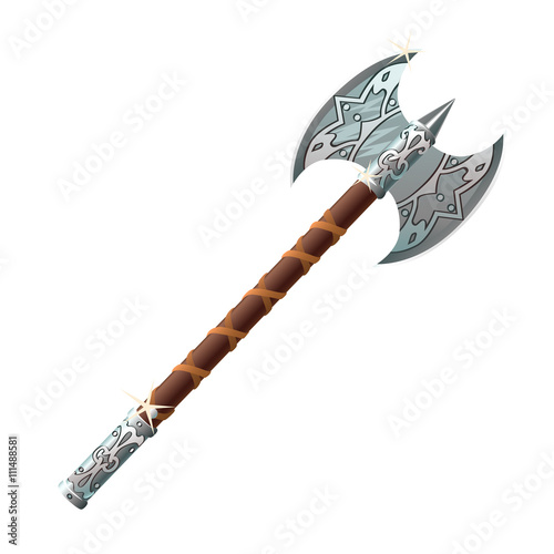 labrys axe with ornament. Viking weapon