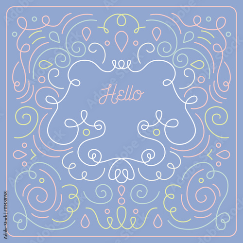 Linear frame in mono line trendy style. Invitation, greeting card, poster and so on