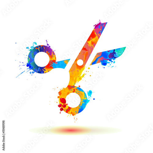 Scissors of splash paint