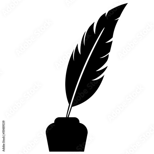 Feather pen and ink silhouette