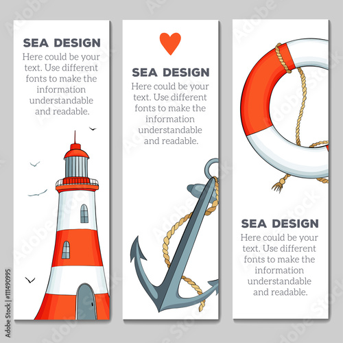 Cards templates with nautical elements.